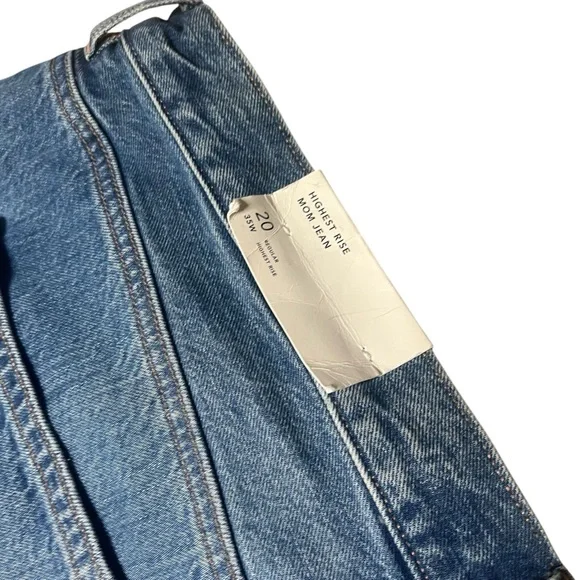 American Eagle Highest Rise Mom Jeans In Gemini Blue Ripped Size 20 - Picture 4 of 8